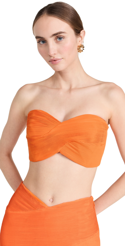 Amur Darcey Strapless Crop Top In Orange Asahi