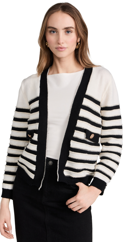 Line & Dot Women's Kammi Stripe Jacquard Open-front Cardigan In Ivory And Black