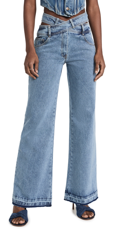 Monse Criss-cross High-rise Wide-leg Jeans In Indigo