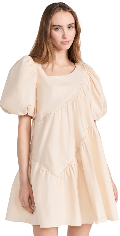 English Factory Asymmetric Poplin Tiered Dress Cream Xs