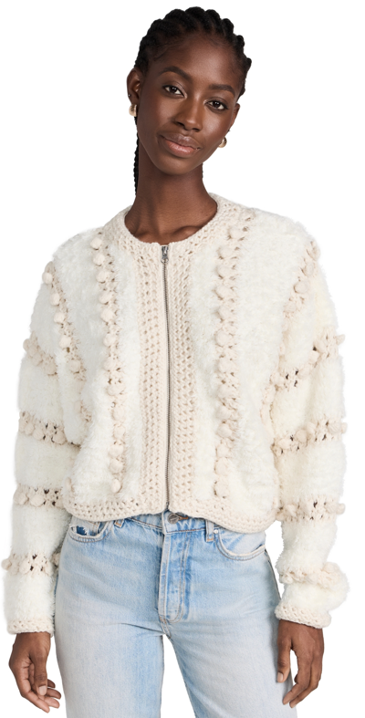 Frame Pom Pom Cardigan In White