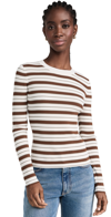 Frame Womens Mocha Multi Stripe-print Crew-neck Stretch-woven Blend Jumper In Multi-coloured