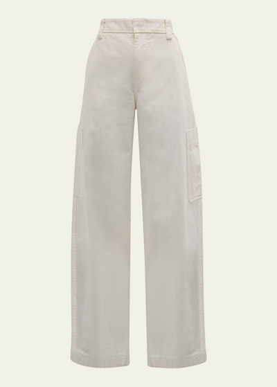 Vince Utility Wide-leg Cotton Pants In Off White