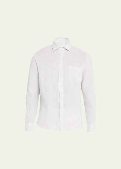 Hartford Men's Paul Pat Linen Shirt White In 04 - Grey White