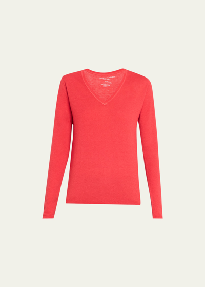 Majestic Cashmere Long-sleeve V-neck Pullover In 077 Rubis