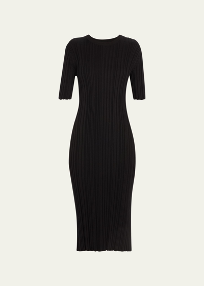 Loulou Studio Elea Silk Ribbed Dress In Black