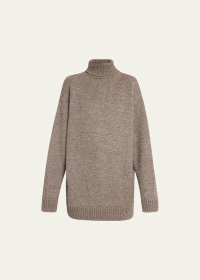 The Row Elu Oversized Turtleneck Alpaca Sweater In Light Sage