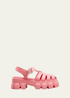 Prada Rubber Logo Chunky-sole Fisherman Sandals In Orzo