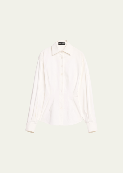Sergio Hudson Drop Shoulder Fitted Shirt In White Striped