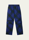 Burberry Ekd-embroidered Straight-leg Checkered Twill Trousers In Knight Ip Check