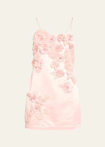 Loveshackfancy Mensa Rosette Mini Slip Dress In Rose Champagne