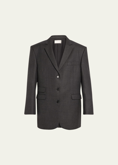 The Row Ule Wool-twill Blazer In Charcoal Grey Mel