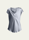 Vince Cowl Neck Silk Blouse In Iris Smoke
