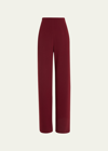 Sergio Hudson Crepe Wide-leg Pants In Merlot