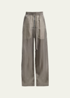 RICK OWENS MID-RISE WIDE-LEG SHEER PULL-ON CARGO SWEATPANTS