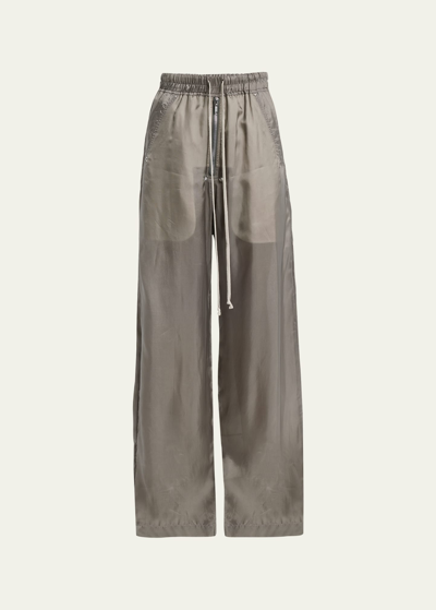 Rick Owens Mid-rise Wide-leg Sheer Pull-on Cargo Sweatpants In Dust