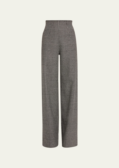Sergio Hudson Signature Wool Straight Leg Pants In Mixed Houndstooth
