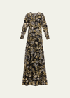 NAEEM KHAN BLACK AND WHITE EMBROIDERED FLORAL GOWN