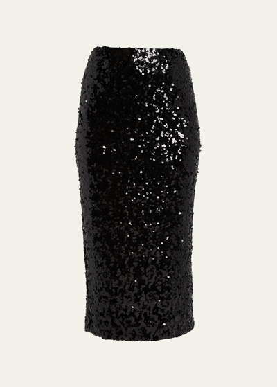 Dolce & Gabbana Sequinned Pencil Midi Skirt In Black