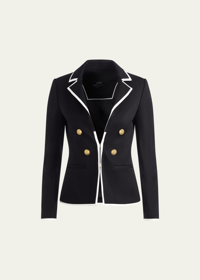 Alice And Olivia Mya Double-breasted Blazer In Black Off White