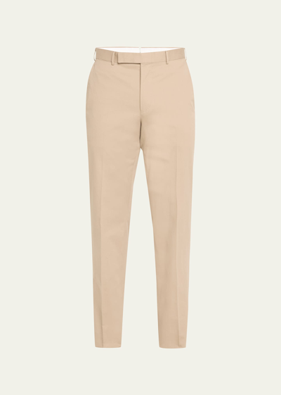 Zegna Men's Cashco Flat-front Trousers In Md Bge Sld