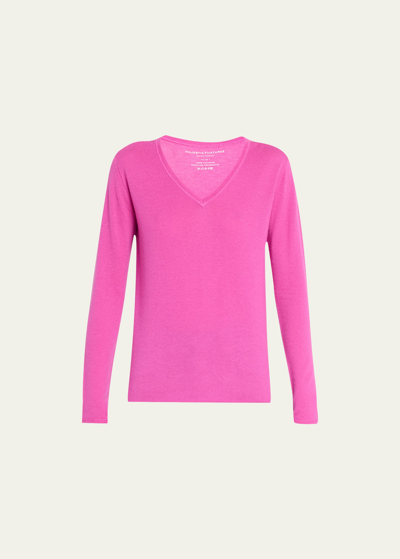 Majestic Cashmere Long-sleeve V-neck Pullover In 470 Orchide