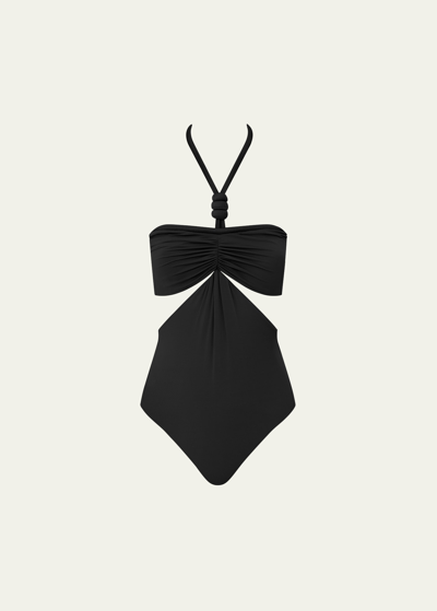 Maygel Coronel Onassis Halter Cutout One-piece Swimsuit In Black