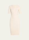 Loulou Studio Elea Ribbed Silk Blend Midi Dress In Weiss