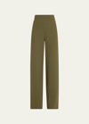 Sergio Hudson Signature Wool Straight Leg Pants In Army