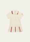 Moncler Kids' Girl's Pleated Short-sleeve Logo Polo Dress In 050 - White