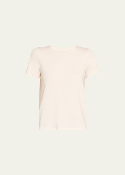 Majestic Soft Touch Short-sleeve Semi Relaxed Crewneck Tee In 104 Cream