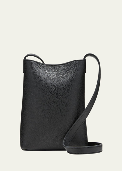 Aesther Ekme Sac Micro Leather Crossbody Bag In 195 Grain Black