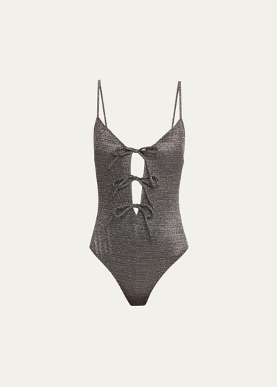 Lisa Marie Fernandez Metallic Three Tie One-piece Swimsuit In Bsmj