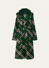 Burberry Check Belted Trench Coat With Faux Fur Collar In Ivy Ip Check