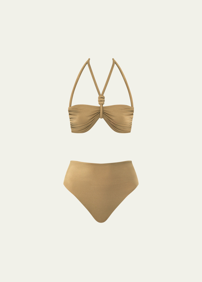 Maygel Coronel Lazada Two-piece Swimsuit In Brown