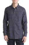 Travis Mathew Time Of Your Life Plaid Button-up Shirt In Heather Grey Pinstripe