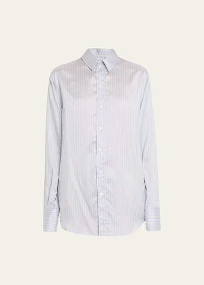Sasuphi Marci Stripe Silk Twill Shirt In 0610 Light Blue W