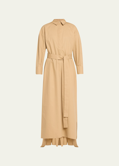 Sasuphi Francesca Long Pintuck Self-tie Dress In 0800 Camel