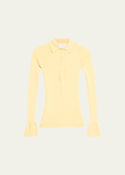 Sasuphi Ribbed Cashmere Polo Shirt In 0400 Light Yellow