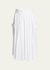 SACAI PLEATED POPLIN MIDI SKIRT WITH POCKET DETAIL