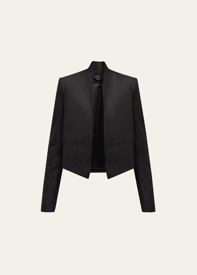 Alice And Olivia New Harvey Suede Open-front Jacket In Black