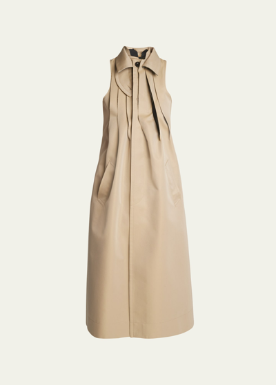 Sacai Sl Pleated Trench Maxi Vest In Beige