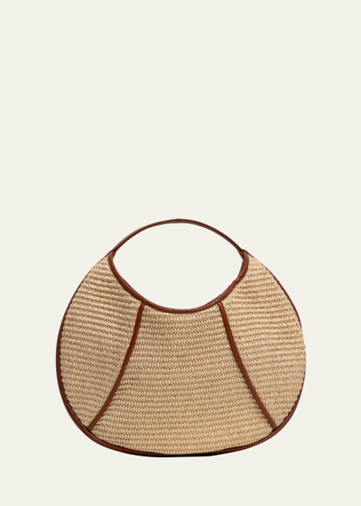 Liselle Kiss Cory Raffia & Leather Top-handle Bag In Natural Ginger