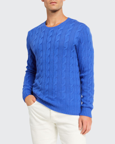 Ralph Lauren Purple Label Cashmere Cable-knit Crewneck Jumper, Blue In Royal