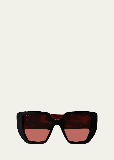 Gucci Gg Recycled Acetate Butterfly Sunglasses In Black