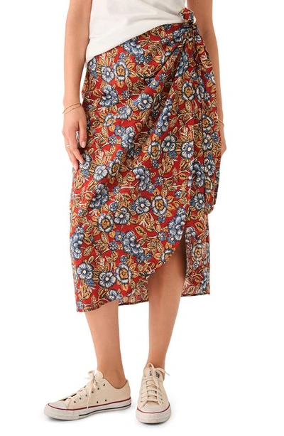 FAHERTY FAHERTY PACIFICA FLORAL LINEN BLEND WRAP MIDI SKIRT
