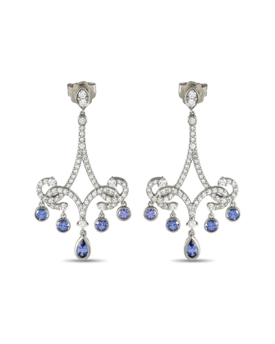 Tiffany & Co . Platinum 2.70 Ct. Tw. Diamond & Tanzanite Earrings (authentic ) In Metallic