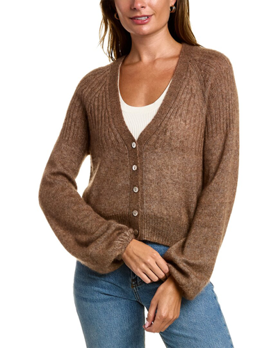 Autumn Cashmere Balloon Sleeve Cashmere & Silk-blend Cardigan In Brown