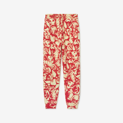 Burberry Rose-pattern Wool Track Pants In Pillar