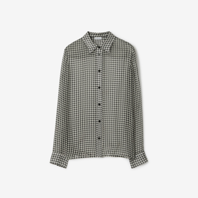 Burberry Houndstooth Silk Shirt In Green